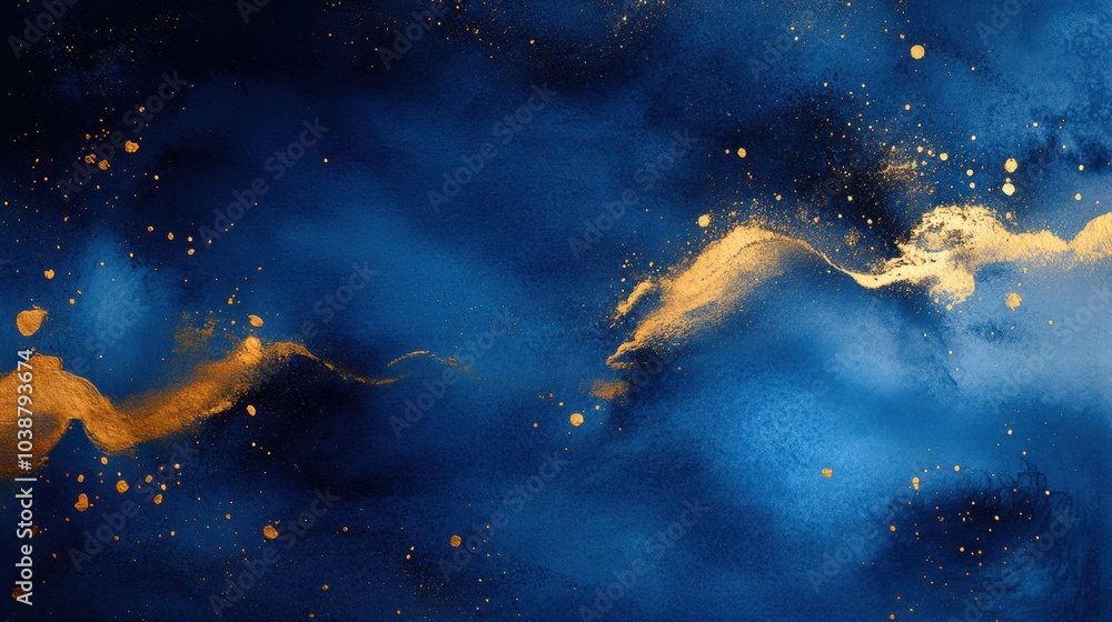 Abstract Blue and Gold Fluid Art Background Abstract Blue and Gold Fluid Art Background