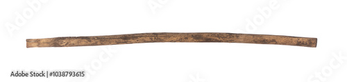 old long curved wooden stick isolated on white background