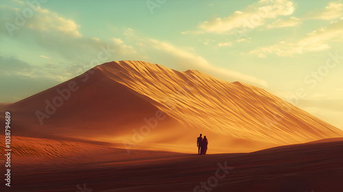 Seeking tranquility under the desert sky, walking towards the unknown