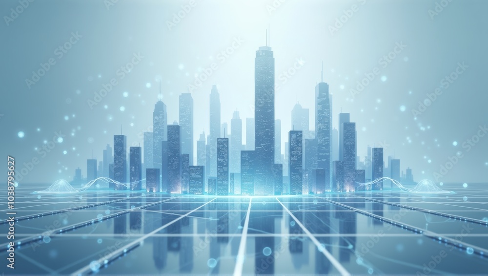 Generative, AI, Futuristic cityscape with blue tones, skyscrapers, glowing lines on roads, advanced urban architecture.
Generative, AI, Futuristic cityscape with blue tones, skyscrapers, glowing lines on roads, advanced urban architecture.