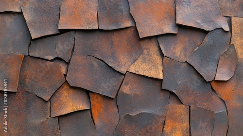 Wallpaper Mural Rustic metal plates create an abstract, textured pattern with earthy tones, AI Torontodigital.ca