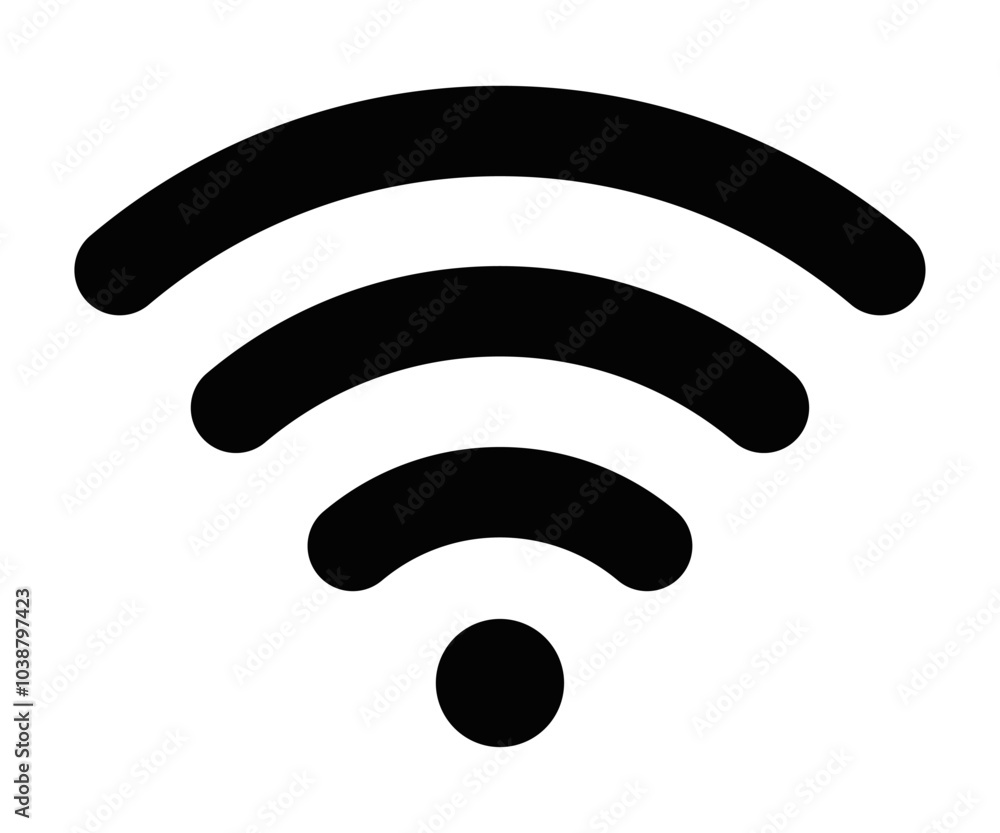 Minimalist vector icon showing a Wi-Fi signal, representing internet connectivity and wireless communication. Editable stroke. Minimalist vector icon showing a Wi-Fi signal, representing internet connectivity and wireless communication. Editable stroke.