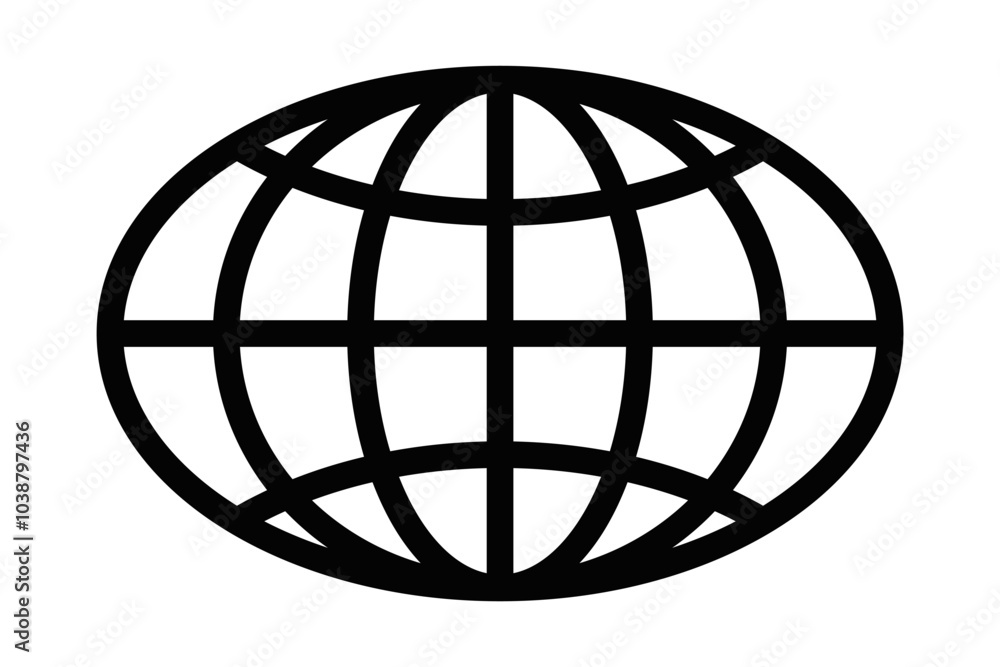 Obraz premium Simple vector globe icon, representing the world, global connection, or international communication. Editable stroke.