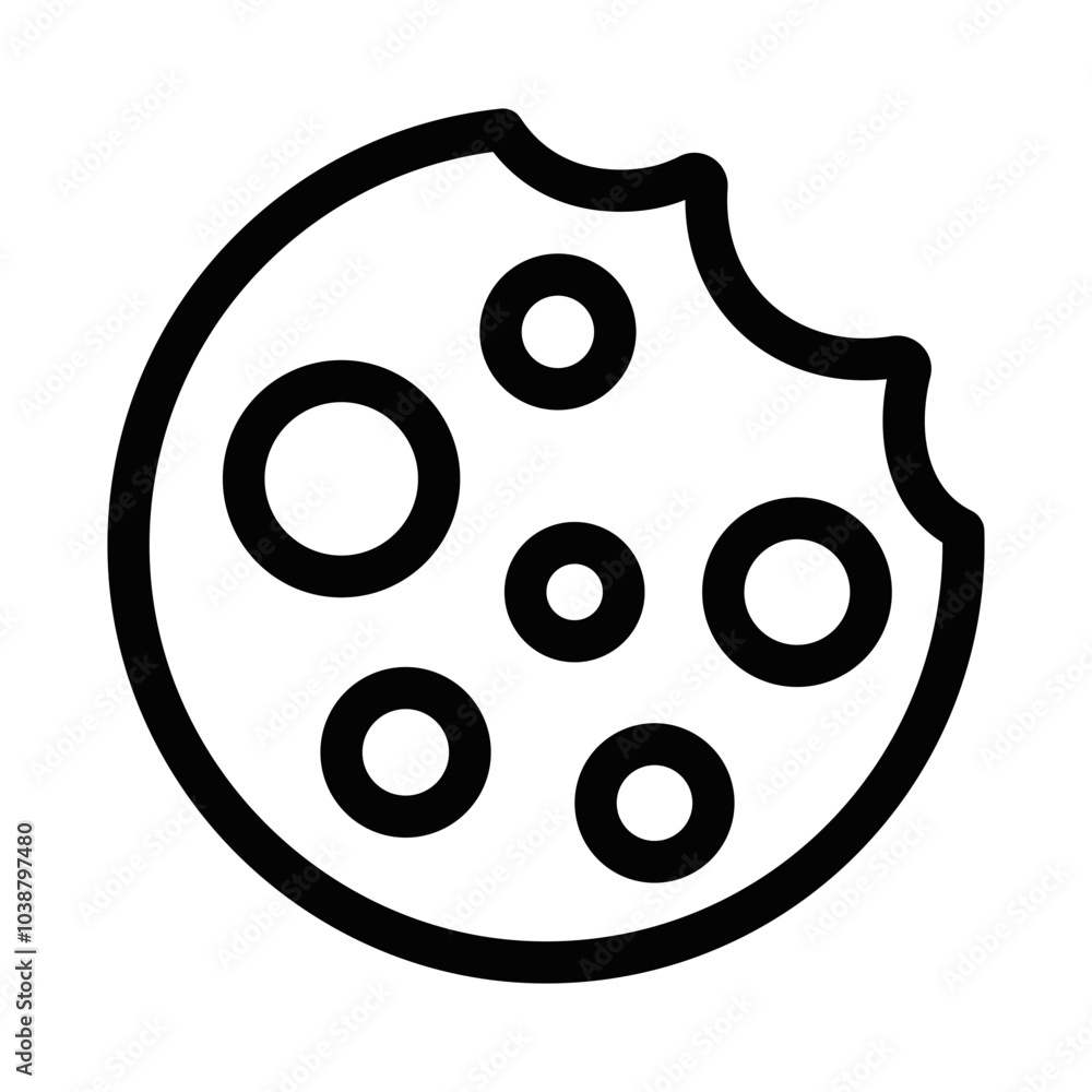 Clean vector icon of a cookie, suitable for food, dessert, or bakery themes. Editable stroke. Clean vector icon of a cookie, suitable for food, dessert, or bakery themes. Editable stroke.