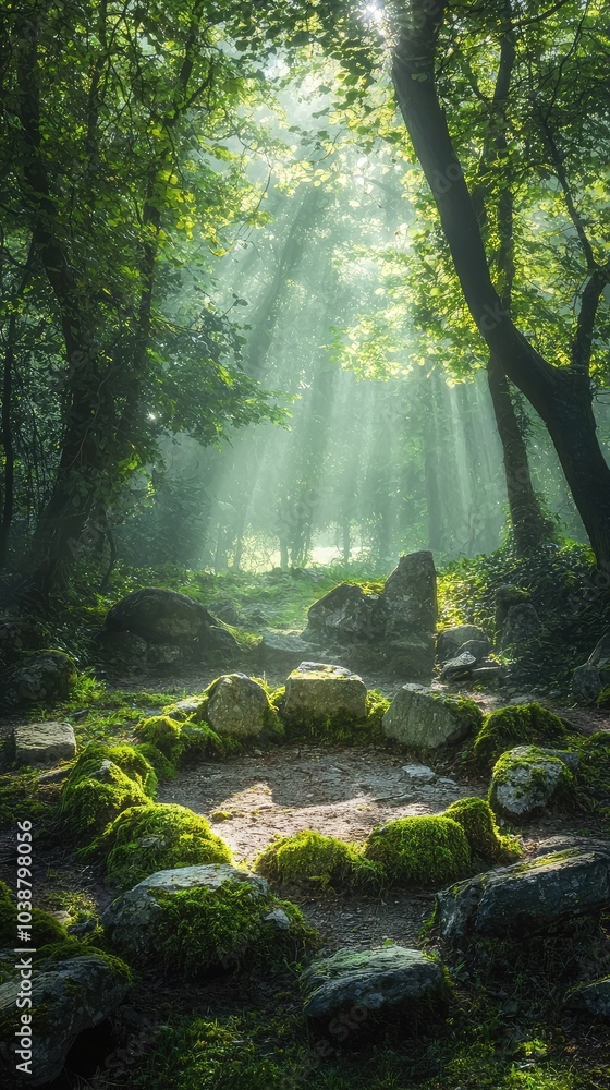 Obraz premium Mystical Druidic Circle in a Enchanted Forest
