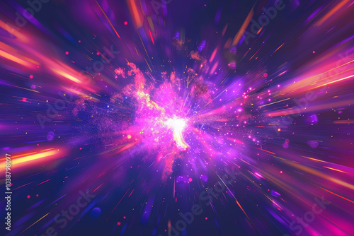 A bright purple and orange explosion in space