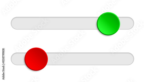 Scroll bars, scroll bar slider, on and off toggle switch button, UI design button icons for interface, interaction technique or widget for scrolling. Scrollbar frontend control navigation element