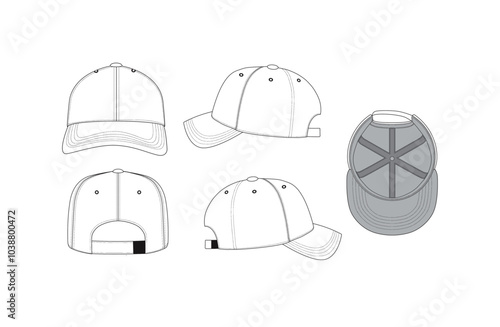 editable cap sketches in Adobe Illustrator offers designers flexibility and precision when developing headwear designs. These sketches allow for easy modification of all shapes, including the crown, b