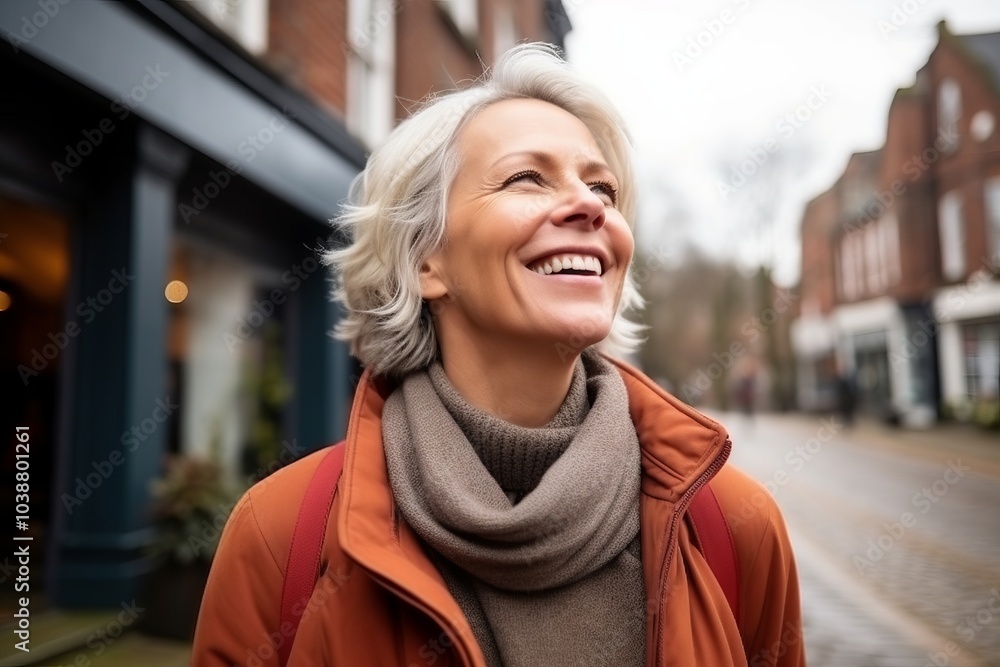 Portrait of a happy senior woman walking in the street, smiling. Portrait of a happy senior woman walking in the street, smiling.