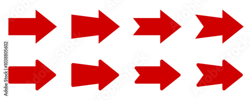 Arrow set icons, different voluminous arrow right isolated