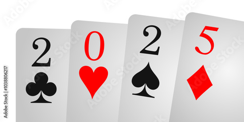 Year card 2025. New year. Suit icon