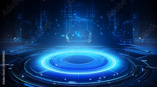 blue Abstract technology background circles digital hi-tech technology design background. concept innovation. vector illustration