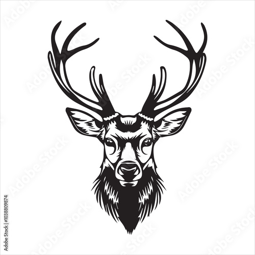 Deer head design vector on gray background. Deer animal icon vector illustration.