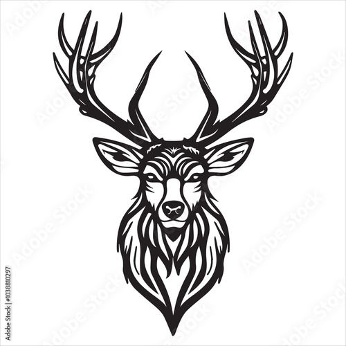 Deer head design vector on gray background. Deer animal icon vector illustration.