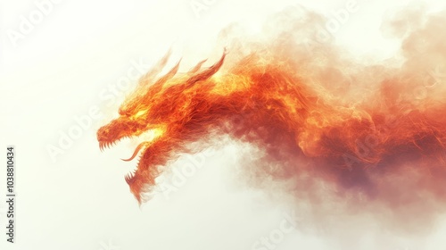 Illustration for a cloud shaped like a dragon breathing fire