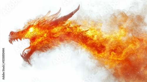 Illustration for a cloud shaped like a dragon breathing fire