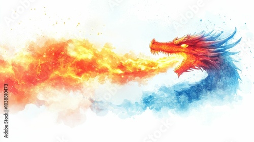 Illustration for a cloud shaped like a dragon breathing fire