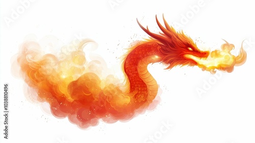 Illustration for a cloud shaped like a dragon breathing fire