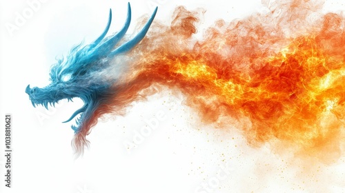 Illustration for a cloud shaped like a dragon breathing fire