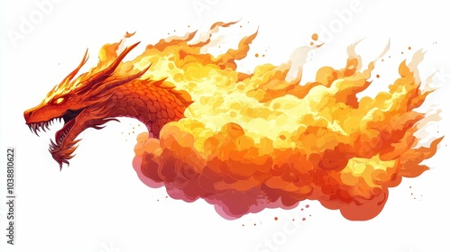 Illustration for a cloud shaped like a dragon breathing fire