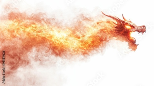 Illustration for a cloud shaped like a dragon breathing fire