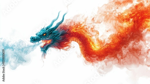 Illustration for a cloud shaped like a dragon breathing fire