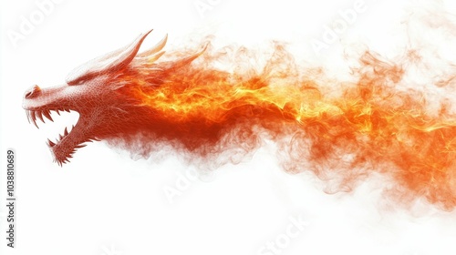 Illustration for a cloud shaped like a dragon breathing fire