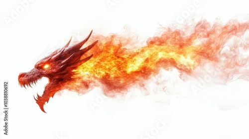 Illustration for a cloud shaped like a dragon breathing fire
