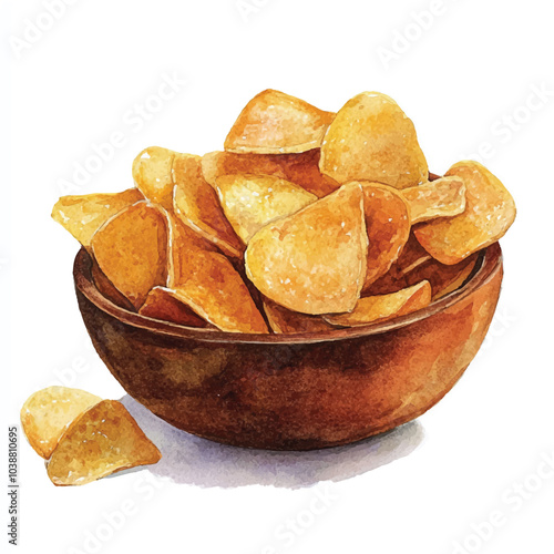 Chips watercolor clipart illustration