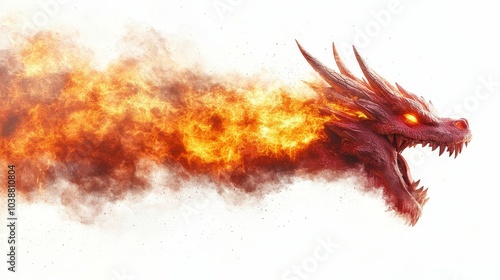Illustration for a cloud shaped like a dragon breathing fire