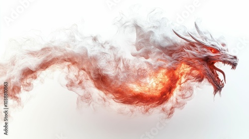 Illustration for a cloud shaped like a dragon breathing fire