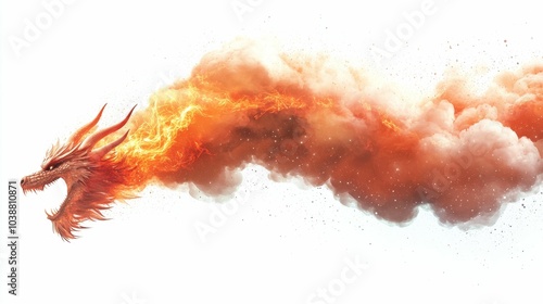 Illustration for a cloud shaped like a dragon breathing fire