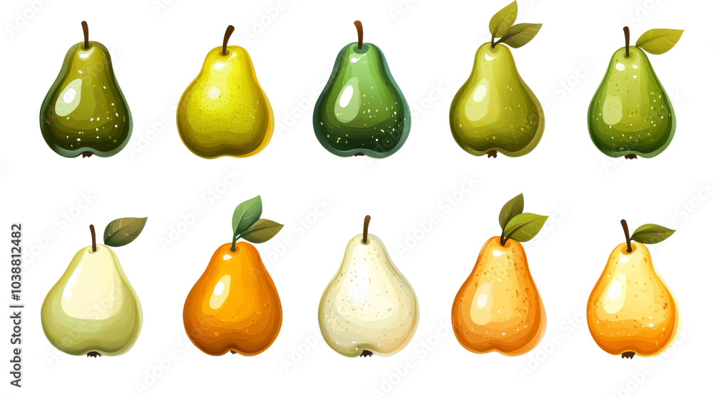 Colorful Pear Fruit Illustration.