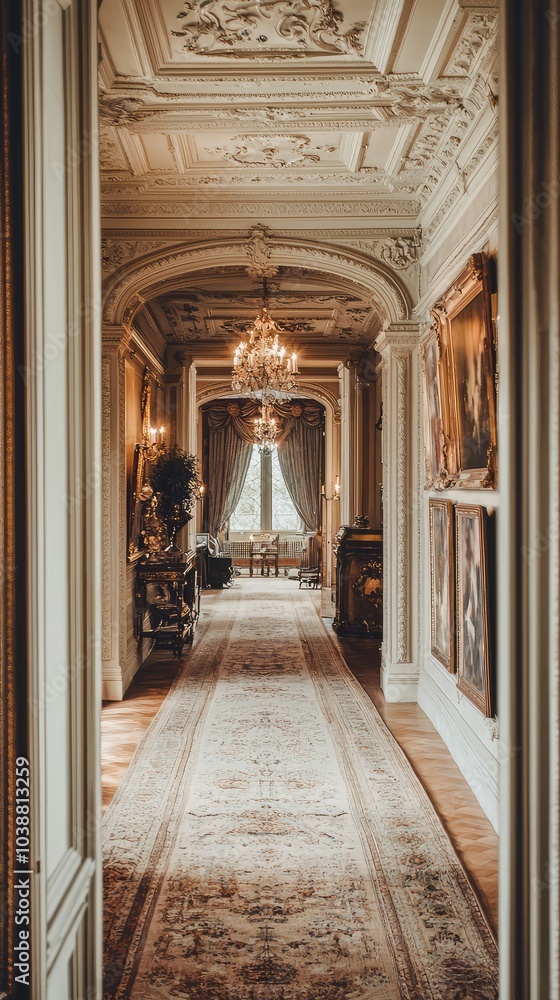 Obraz premium Elegant Victorian Hallway with Intricate Details