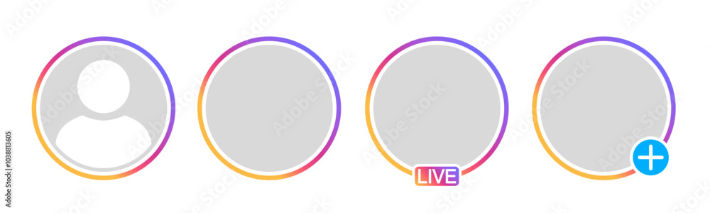 Profile icon set icons, live video streaming frame set, social media ...