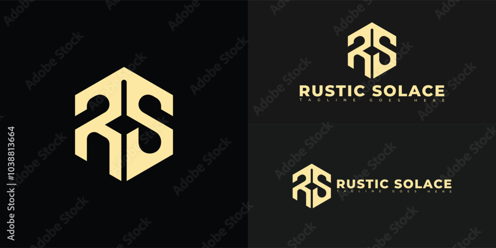 Modern initial hexagon vector letter RS or SR logo in gold color isolated on multiple background colors. The logo is suitable for residential development project logo design inspiration templates. Modern initial hexagon vector letter RS or SR logo in gold color isolated on multiple background colors. The logo is suitable for residential development project logo design inspiration templates.