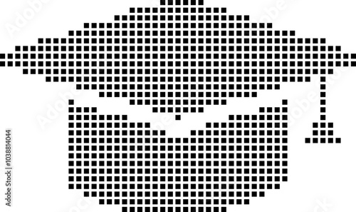 Bear Face dotted Pixel Style Isolated on White background Vector illustration.
