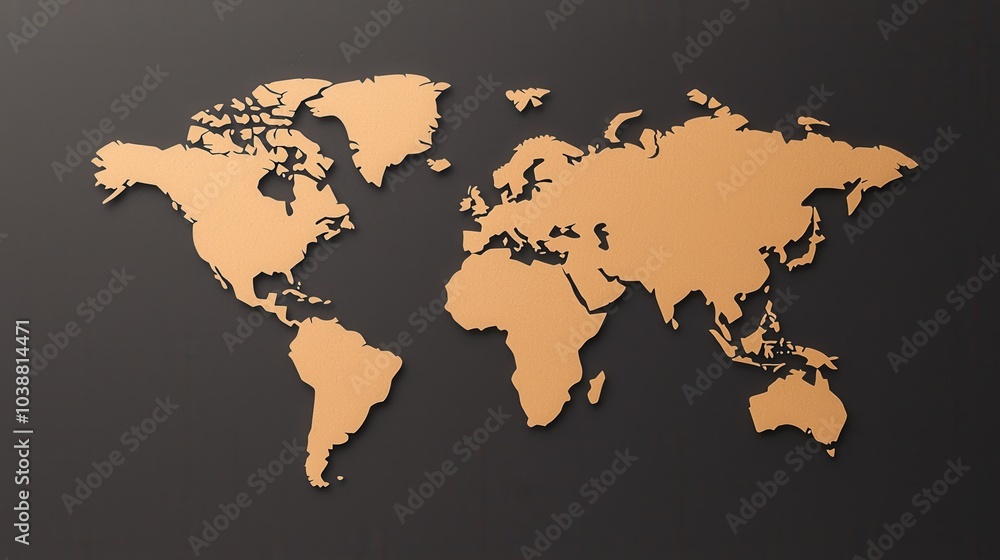 A stylized depiction of a world map in a bronze color against a dark background. A stylized depiction of a world map in a bronze color against a dark background.
