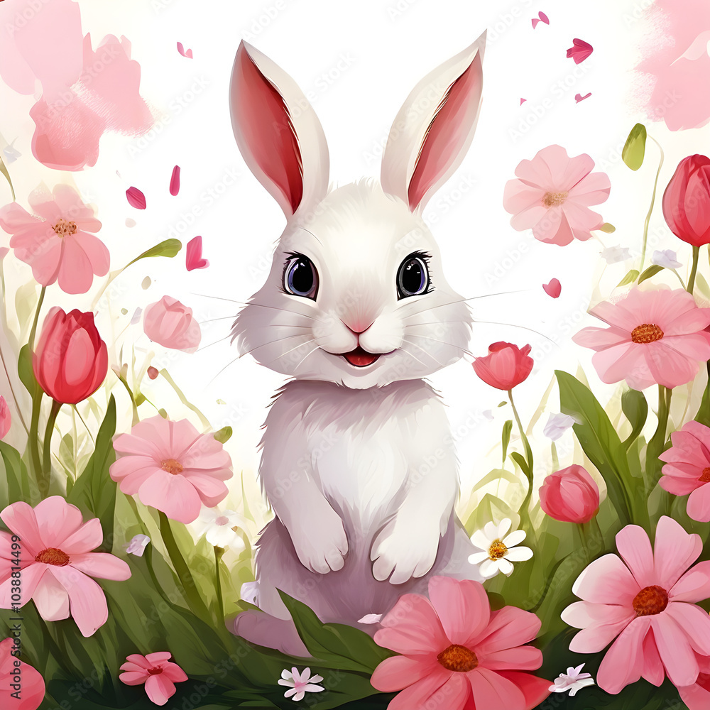 easter bunny with flowers easter bunny with flowers