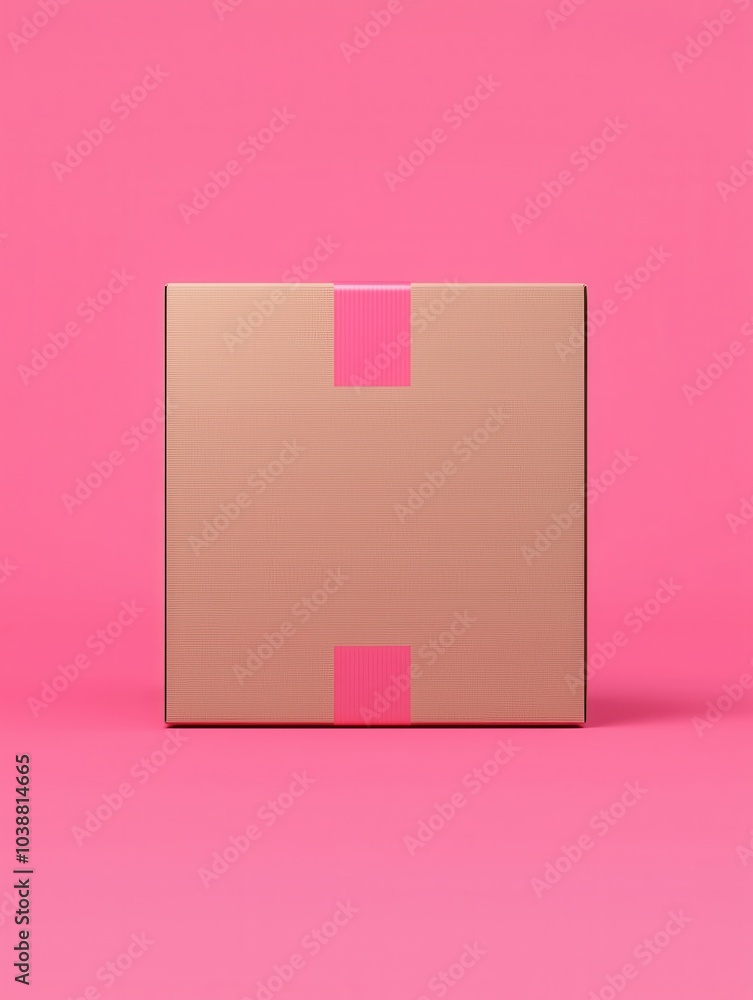 A minimalist, sealed box with a pink accent against a vibrant pink background creates an eye-catching visual contrast. A minimalist, sealed box with a pink accent against a vibrant pink background creates an eye-catching visual contrast.