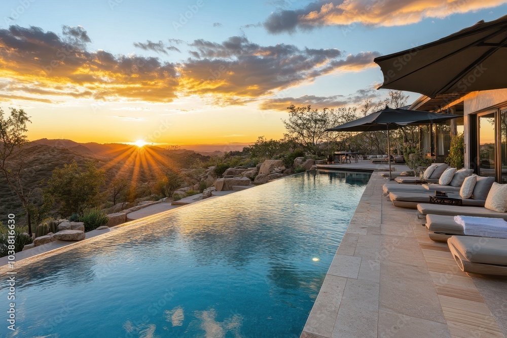 Fototapeta premium an opulent pool during sunset