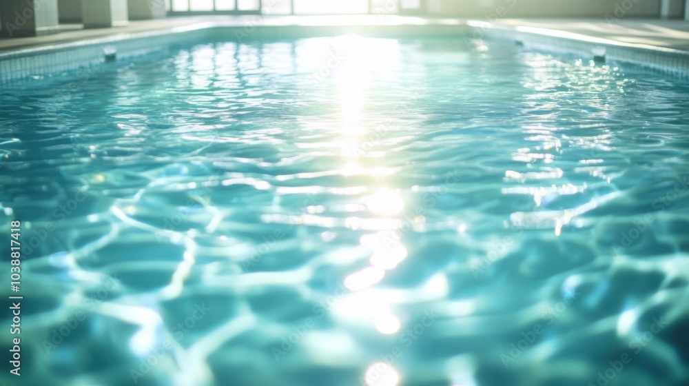 Fototapeta premium A swimming pool's water surface, indoor setting with clear water, Minimalist style