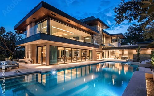 Upscale modern mansion with pool