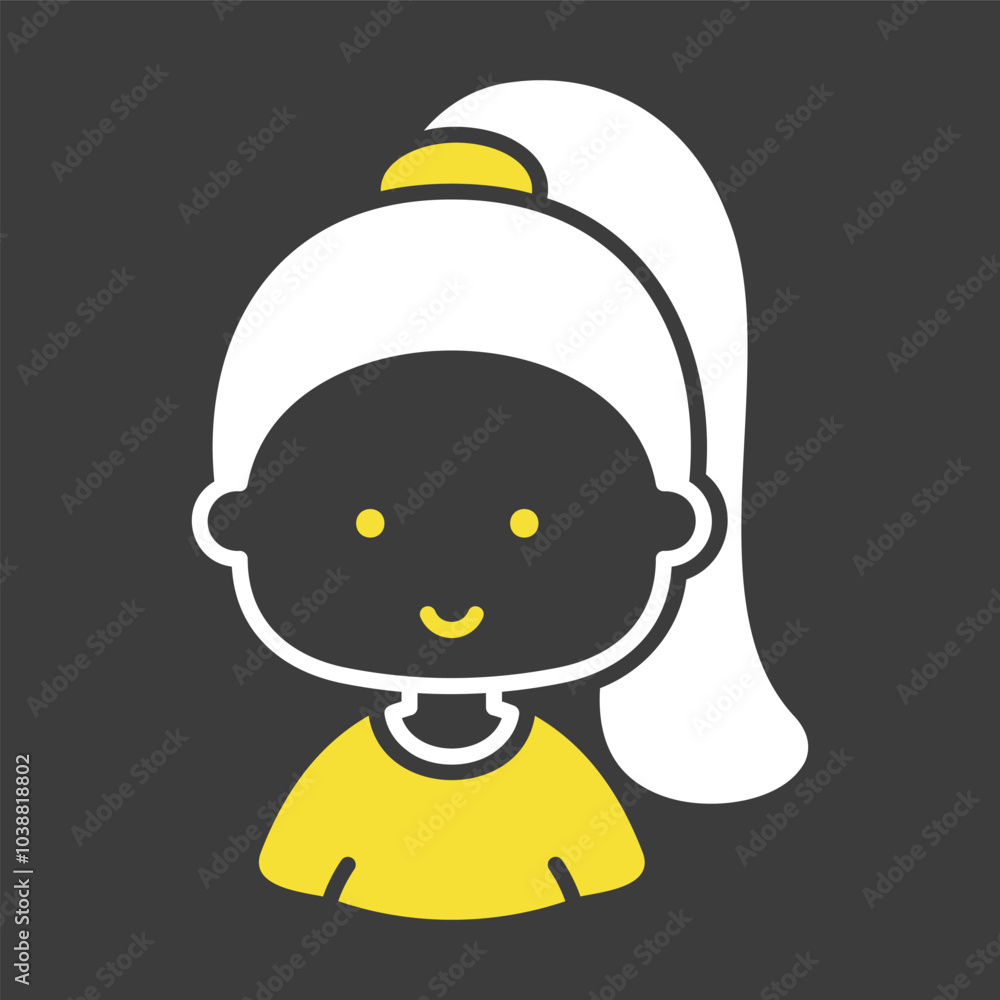 Woman girl head with ponytail vector icon Woman girl head with ponytail vector icon