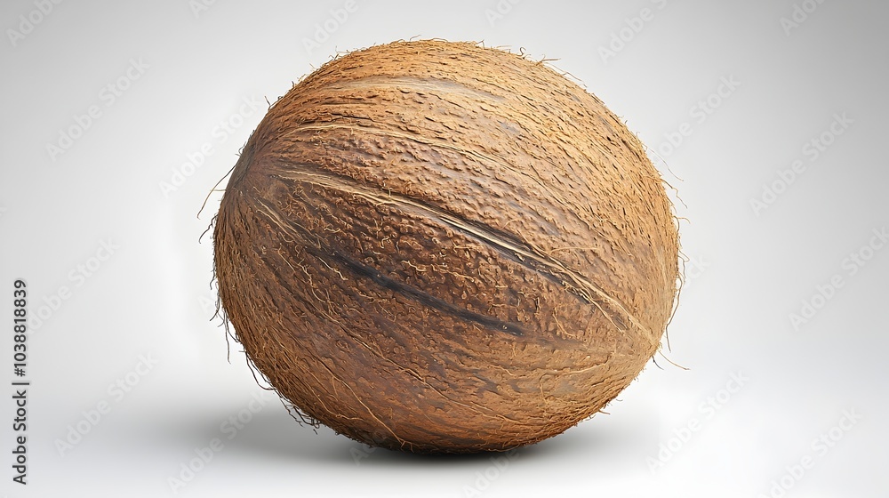 Closeup of Whole Tropical Coconut on White Background Closeup of Whole Tropical Coconut on White Background