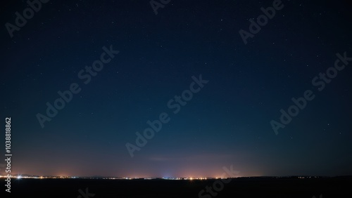 Starry Night Sky Over Urban Landscape