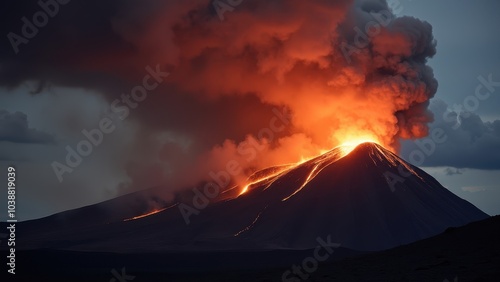 Dramatic Volcano Eruption at Twilight