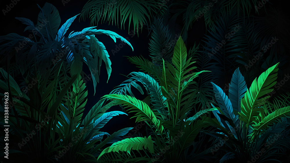 Tropical background palm leaves neon lights on a dark background neon
Tropical background palm leaves neon lights on a dark background neon