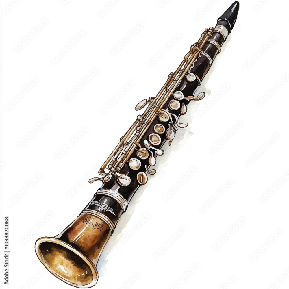 Fototapeta premium Clarinet watercolor clipart illustration