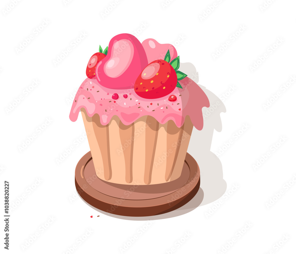 Sweet pastries, baking, dessert, soufflé. Cake and hearts. Sweets day. Delicate cream cake. Valentine's day, wedding, holiday decor. Design for cards. Vector illustration. Isolated background. Sweet pastries, baking, dessert, soufflé. Cake and hearts. Sweets day. Delicate cream cake. Valentine's day, wedding, holiday decor. Design for cards. Vector illustration. Isolated background.